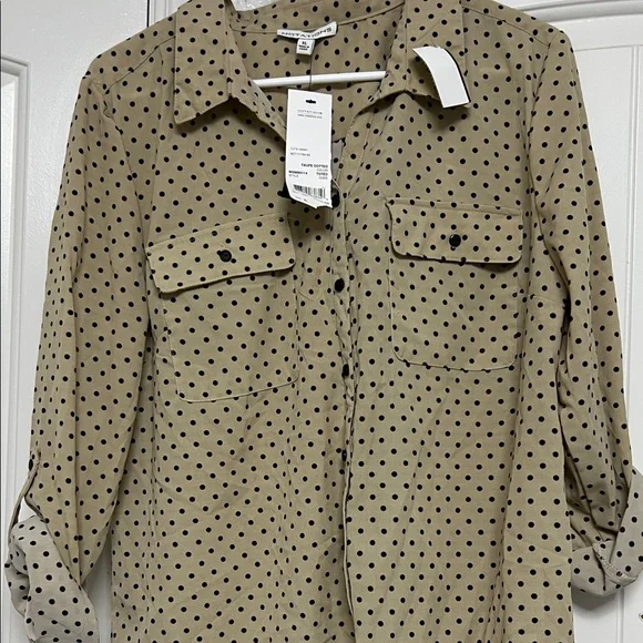 Notations Taupe Dotted Blouse - Picture 7 of 7